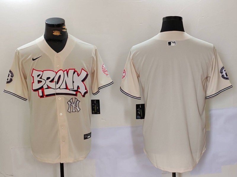 Men New York Yankees Blank Cream joint name 2024 Nike MLB Jersey style 3->new york yankees->MLB Jersey